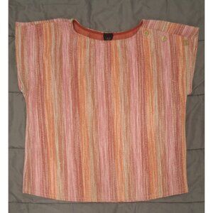 W5 Shirt Womens Large Pink Multicolored Vertical Stripes Casual Dressy